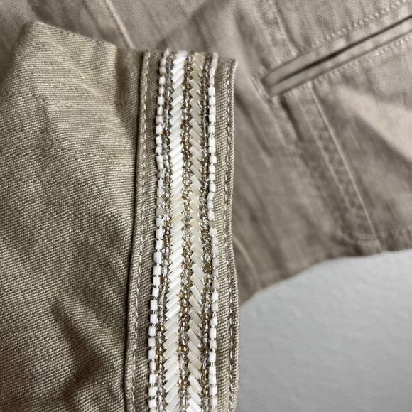 Chico’s Khaki Beaded Jacket Size 0 - Picture 9 of 10